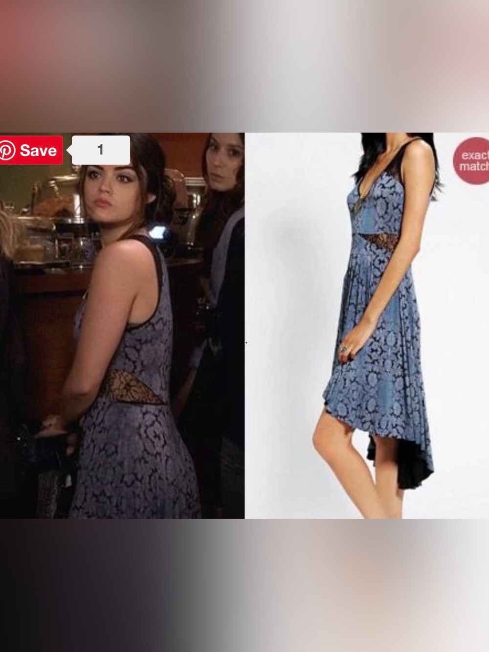 Ecote PLL Aria Montgomery Lace Inset High Low Dress